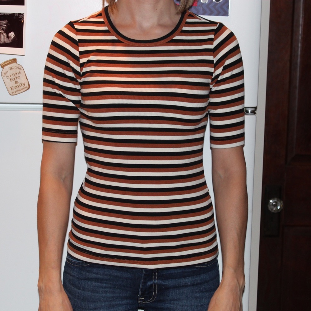forever 21 stripe fitted tee